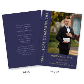 Invitation En Aluminium Marine moderne Blue Boy Photo First Holy Communion