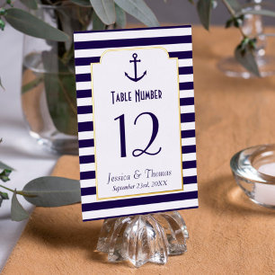 Invitation En Aluminium Marine nautique et White Stripe Ancre Mariage réel