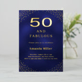 Invitation En Aluminium Marine or bleu 50e anniversaire fabuleux (Debout devant)