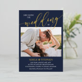 Invitation En Aluminium Marine Rejoignez-nous Script Photos Mariage double (Debout devant)