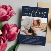 Invitation En Aluminium Marine Rejoignez-nous Script Photos Mariage double