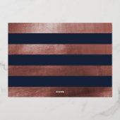 Invitation En Aluminium Marine & Rose Gold Script Surprise Party (Verso)