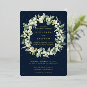 Invitation En Aluminium Marine Snowberry+Eucalyptus Wreath d'hiver Mariage (Debout devant)