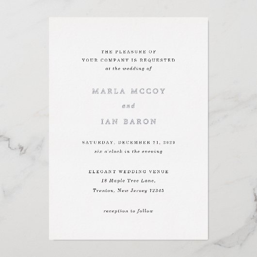 Invitation En Aluminium Marla Classic Mariage (Recto)