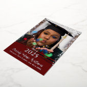 Invitation En Aluminium Maroon Silver Confetti Foil Annonce de graduation (Rotation)