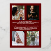 Invitation En Aluminium Maroon Silver Confetti Foil Annonce de graduation (Verso)