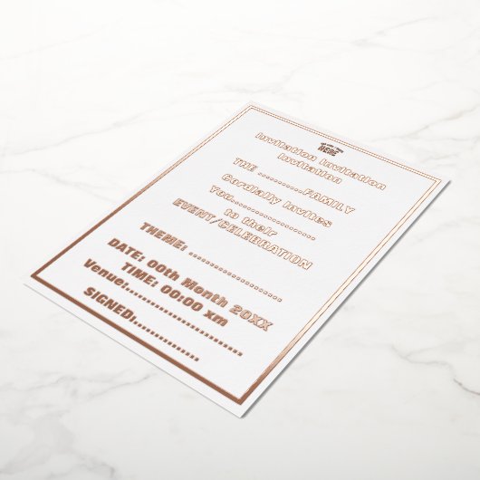 INVITATION EN ALUMINIUM MARQUE BLANCHE MODERNE ET PERSONNALISABLE VÉRIFIÉE (Rotation)