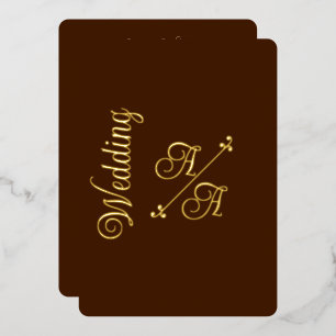 Invitation En Aluminium Marron Chocolat Riche Uni Feuille D'or