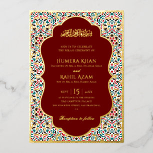 Invitation En Aluminium Marron Vert Élégant Marbre Musulman Persan Bijou