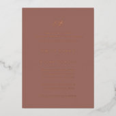 Invitation En Aluminium Marseille Terracotta & Rose Gold Foil Mariage (Recto)