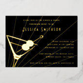 Invitation En Aluminium Martini Martini Black and Gold Bachelorette (Recto)
