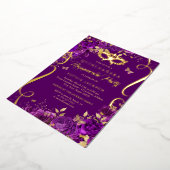 Invitation En Aluminium Mascarade Papillon pourpre Quinceanera (Rotation)