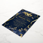 Invitation En Aluminium Mascarade papillon Royal Navy Quinceanera (Rotation)