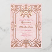 Invitation En Aluminium Mascarade rose élégant Quinceanera (Recto)