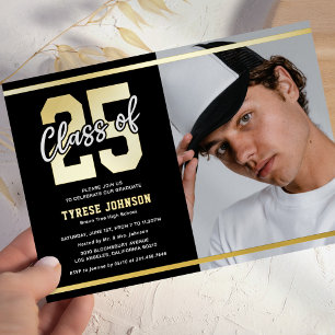 Invitation En Aluminium Masculine moderne fête de graduation photo