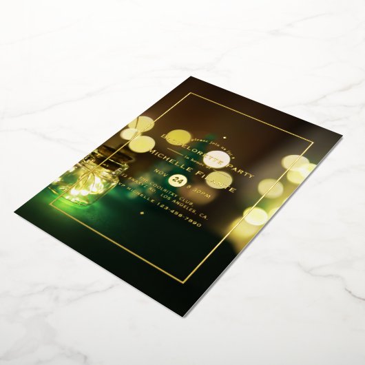 Invitation En Aluminium Mason Jar Bokeh Bachelorette (Rotation)