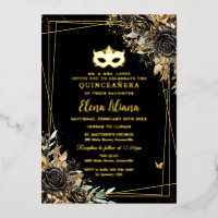 Masque de bal masqué noir et or Quinceañera