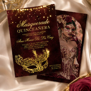 Invitation En Aluminium Masque de Mascarade en Vrai Or Feuille pour Photo