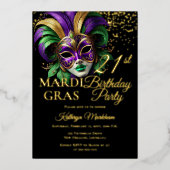 Invitation En Aluminium Masquerade Mask Mardi Gras 21st Birthday Party (Recto)