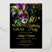 Invitation En Aluminium Masquerade Mask Mardi Gras 80th Birthday Party (Recto)