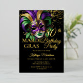 Invitation En Aluminium Masquerade Mask Mardi Gras 80th Birthday Party (Debout devant)