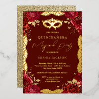 Masquerade Party Rouge or Rose Lace Quinceanera