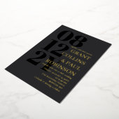 Invitation En Aluminium Mat Or Noir avec parents Mariage de typographie (Rotation)