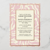 Invitation En Aluminium Matisse Wavy Soft Rose Mariage or (Recto)