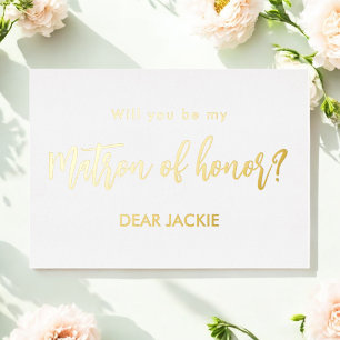 Invitation En Aluminium Matron d'honneur Gold White Proposition