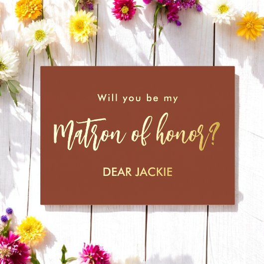 Invitation En Aluminium Matron d'honneur Proposition Brown en terre cuite