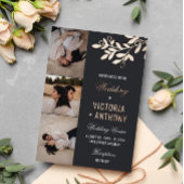Invitation En Aluminium Matte Black Rose Gold Berry Twig 3 Photos Mariage