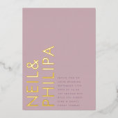 Invitation En Aluminium Mauve Purple Lilac NOMS Modernes Simple Mariage (Recto)