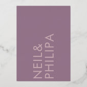Invitation En Aluminium Mauve Purple Lilac NOMS Modernes Simple Mariage (Verso)
