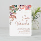 Invitation En Aluminium Mauve romantique Aquarelle Rose or (Debout devant)