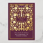 Invitation En Aluminium Mauve Royal Médiéval Mariage d'épée Enregistrer la (Recto)