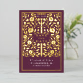 Invitation En Aluminium Mauve Royal Médiéval Mariage d'épée Enregistrer la (Debout devant)