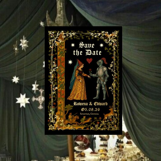 Invitation En Aluminium Medieval Fantasy Knight and Lady Save the Date