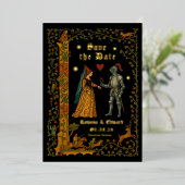 Invitation En Aluminium Medieval Fantasy Knight and Lady Save the Date (Debout devant)