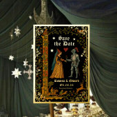 Invitation En Aluminium Medieval Knight and Lady Manuscript Save the Date