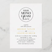 Invitation En Aluminium MEGHAN Noir Blanc Or Monogramme Mariage élégant (Recto)