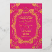 Invitation En Aluminium Mehndi Élégant Or Réel (Recto)