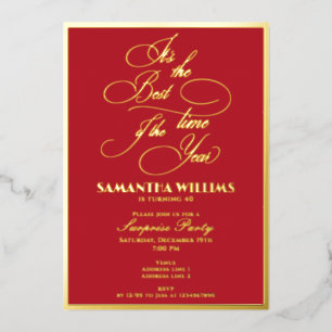 Invitation En Aluminium Meilleure heure de l'année Rouge Élégant N'importe