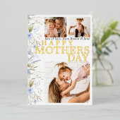 Invitation En Aluminium Meilleure Maman Ever Bleu Floral Photo Fête des Mè (Debout devant)