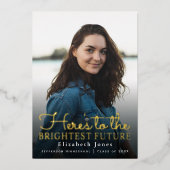 Invitation En Aluminium Meilleures photos de l'avenir Gold Script Graduati (Recto)