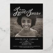 Invitation En Aluminium Mémorial dans les coeurs photo funérailles en or n (Recto)