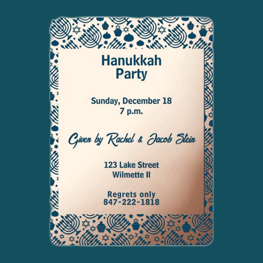Invitation En Aluminium Menorah de Hanoucca