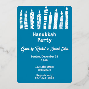 Invitation En Aluminium Menorah de Hanouka