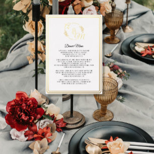 Invitation En Aluminium Menu de dîner simple élégant moderne feuille d'or