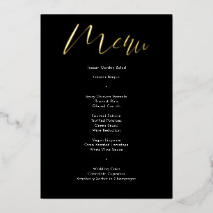 Invitation En Aluminium Menu de mariage à l'écriture calligraphique noire