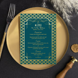 Invitation En Aluminium Menu de mariage Art Déco Gatsby des années 1920